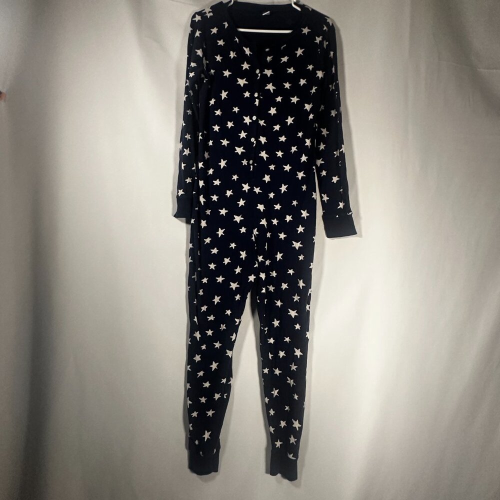 Old Navy Star Print Pajama One-Piece Romper Navy White Medium